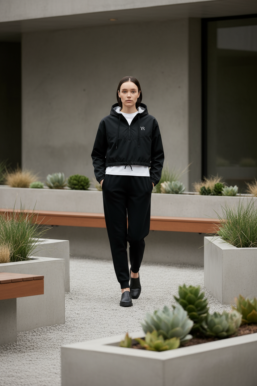 Coupe-vent — Cropped — Noir profond