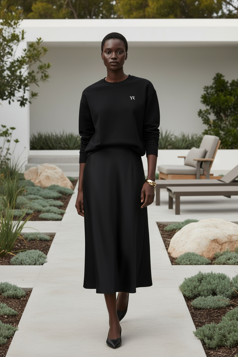 Pull coton doux — Coupe droite — Noir profond