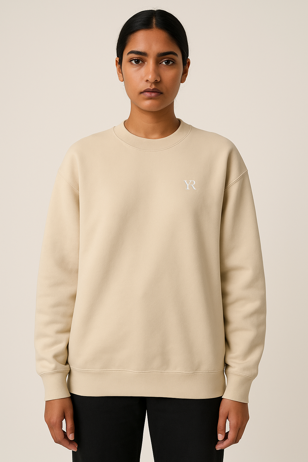 Pull coton doux — Coupe droite — Beige sable