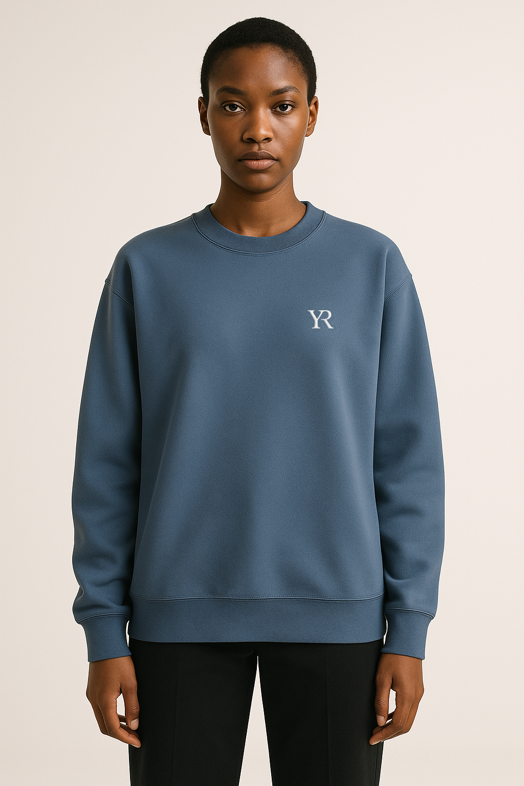 Pull coton doux — Coupe droite — Bleu indigo