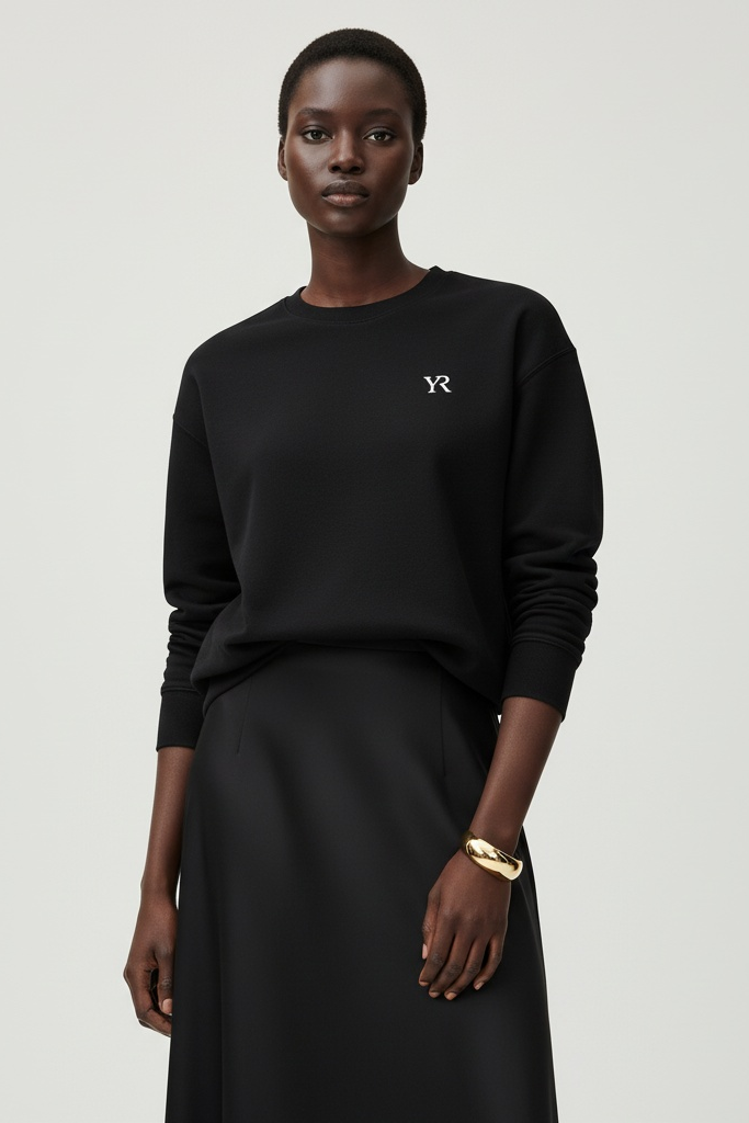 Pull coton doux — Coupe droite — Noir profond