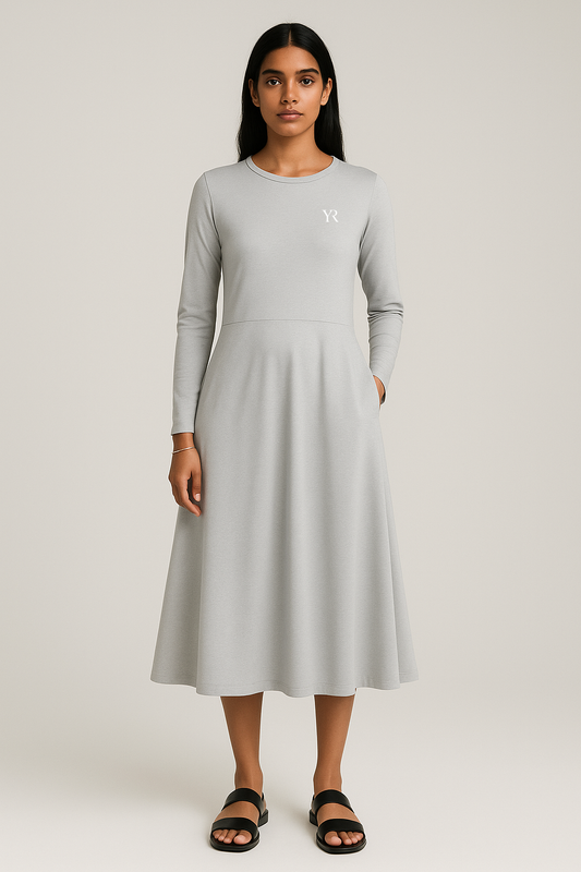 Robe manches longues — Gris perle