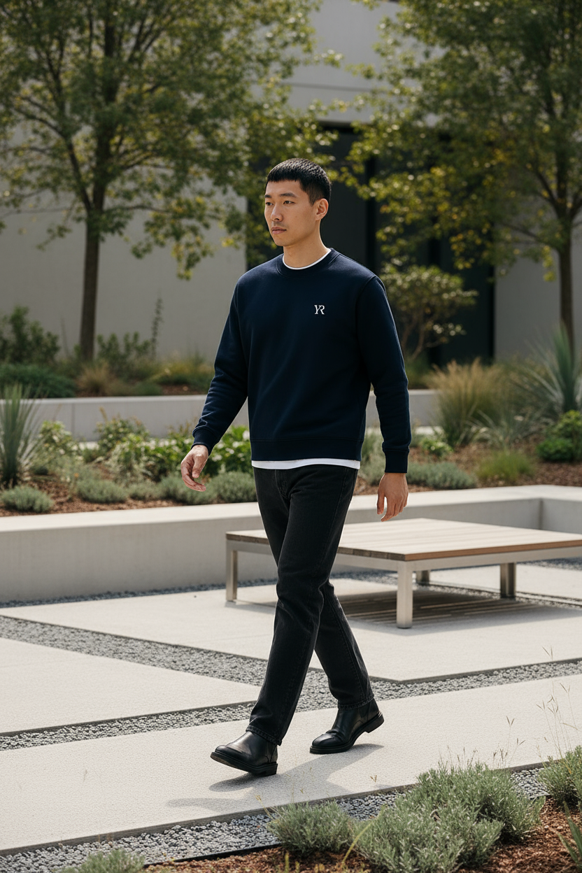 Pull coton bio — Coupe droite — Blue navy