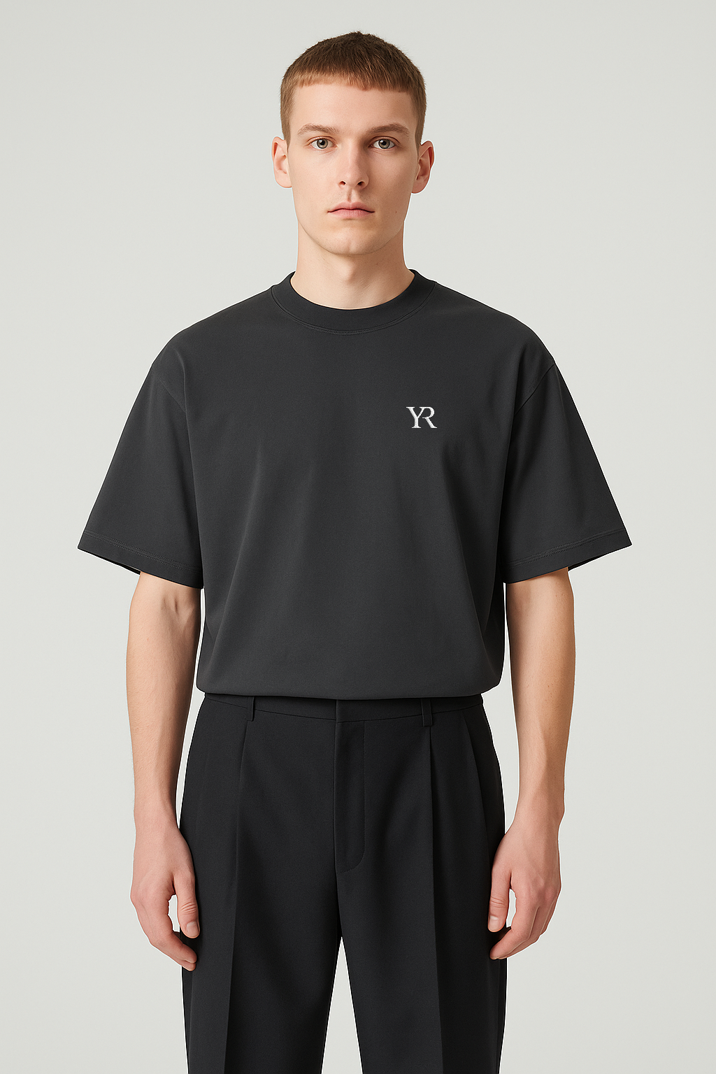 T-shirt coton cardé — Oversize — Noir délavé