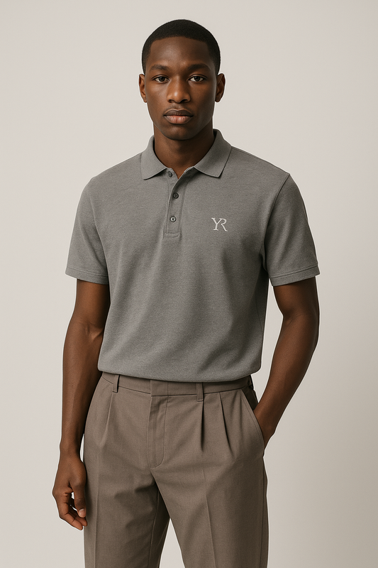 Polo coton premium — Coupe classique — Gris perle
