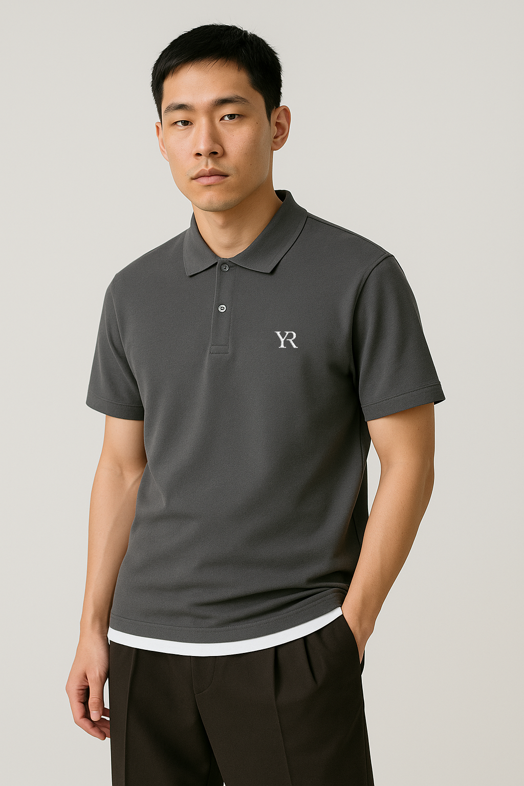 Polo coton premium — Coupe classique — Gris de fer