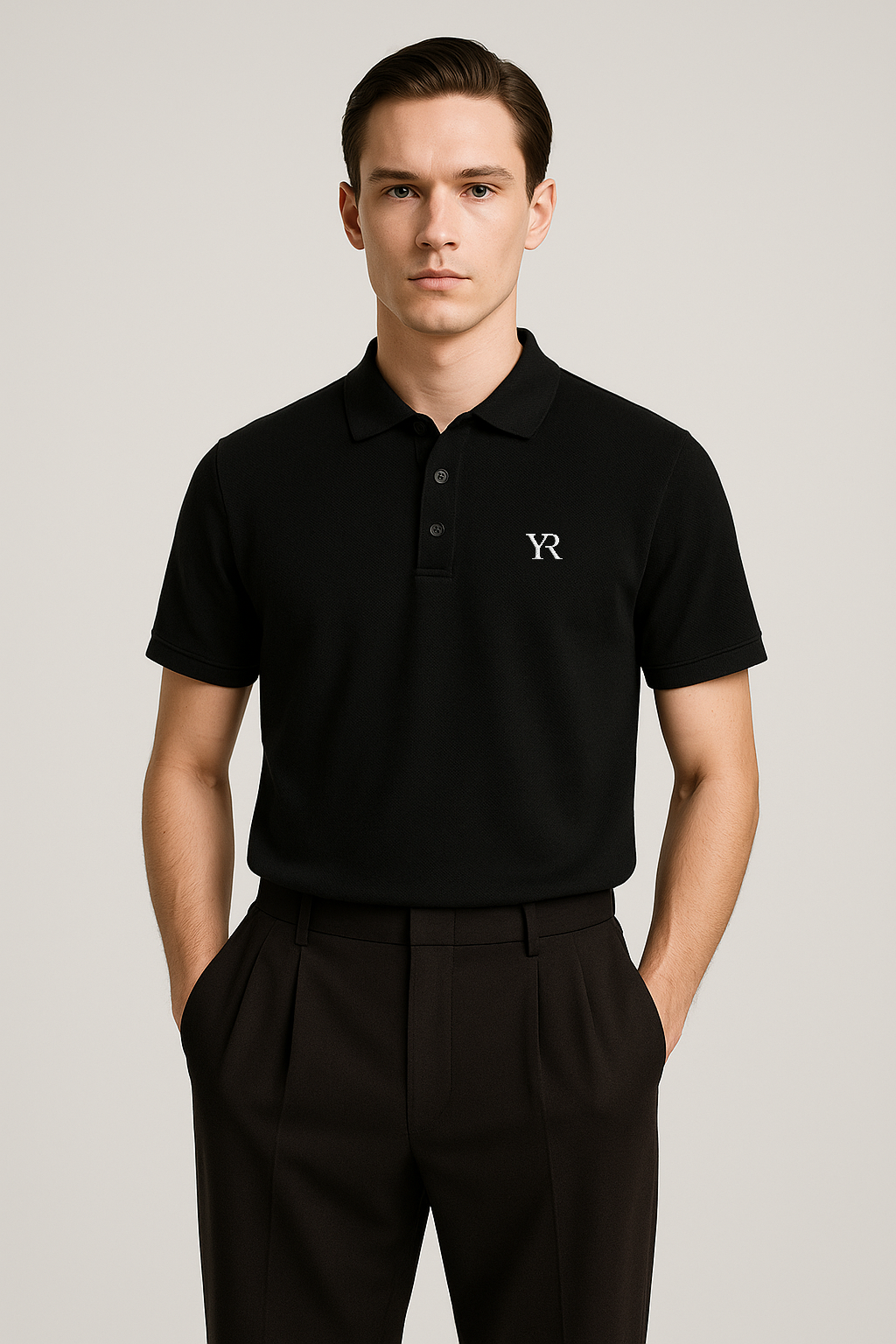 Polo coton premium — Coupe classique — Noir profond