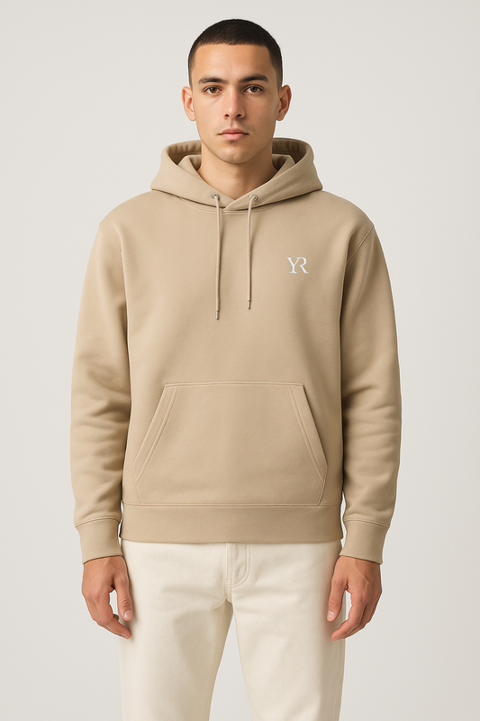 Sweat à capuche coton bio — Coupe droite — Beige sable