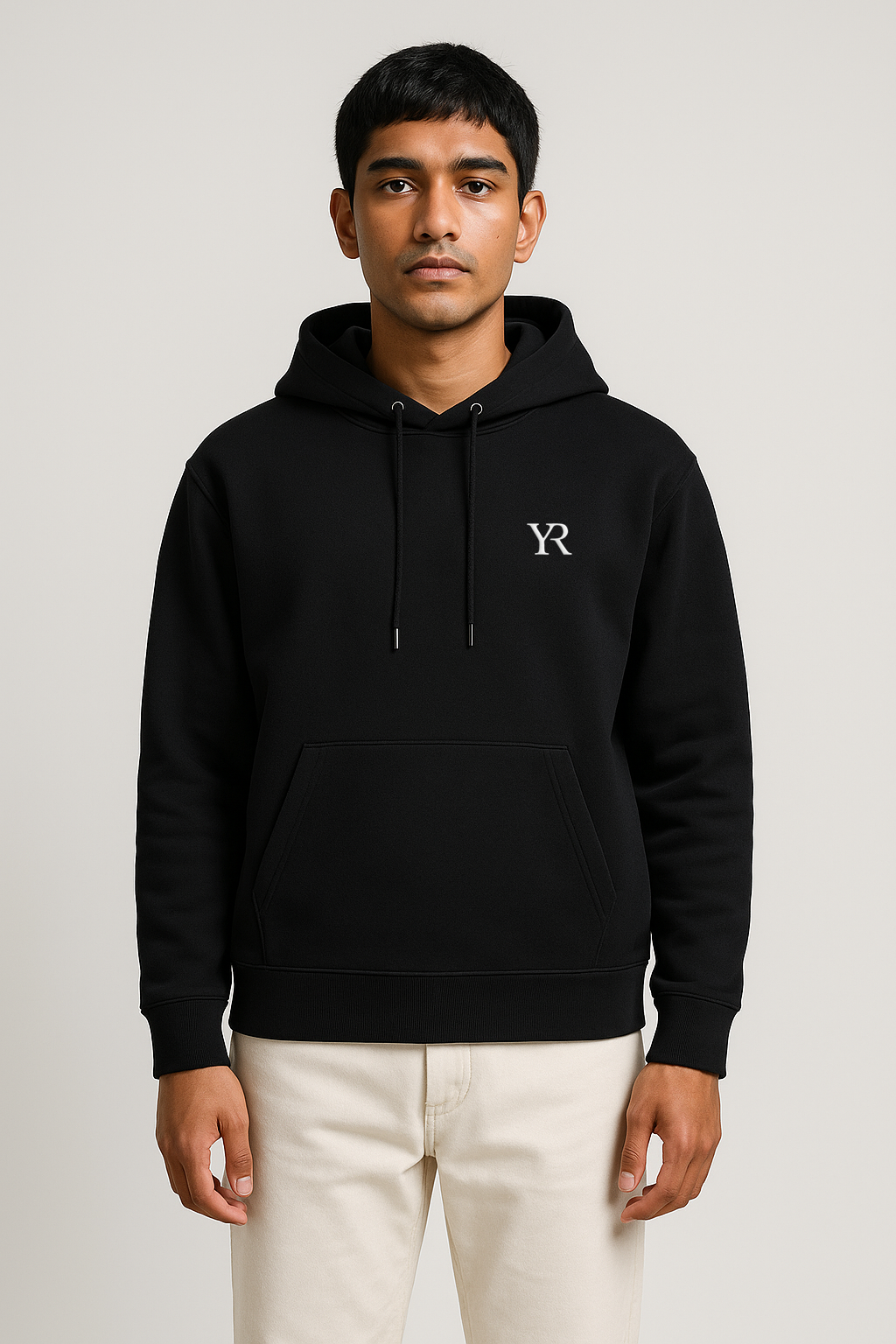 Sweat à capuche coton bio — Coupe droite — Noir profond