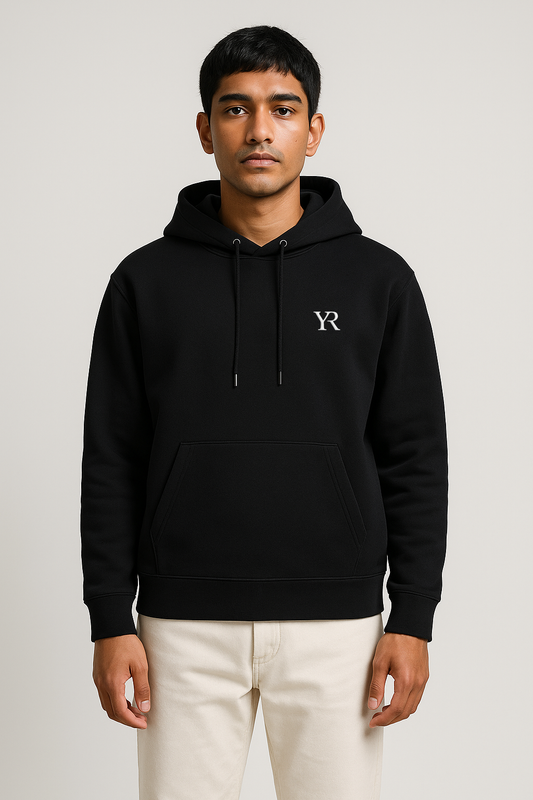 Sweat à capuche coton bio — Coupe droite — Noir profond