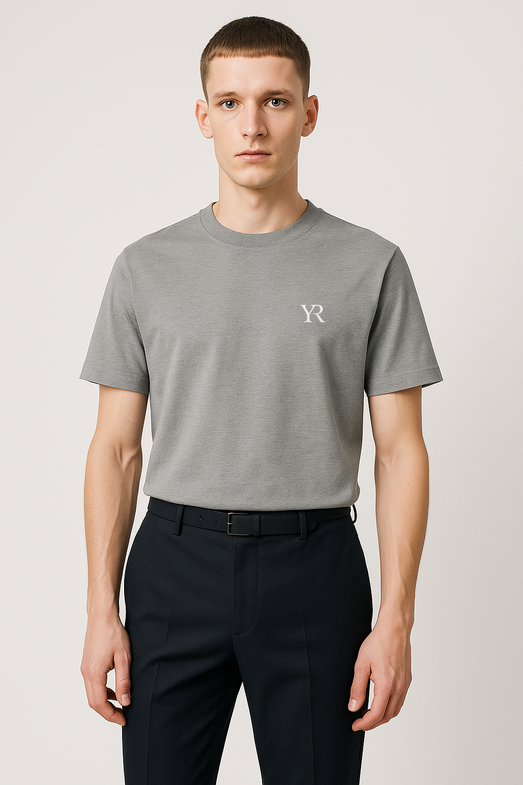 T-shirt coton bio — Coupe droite — Gris chiné