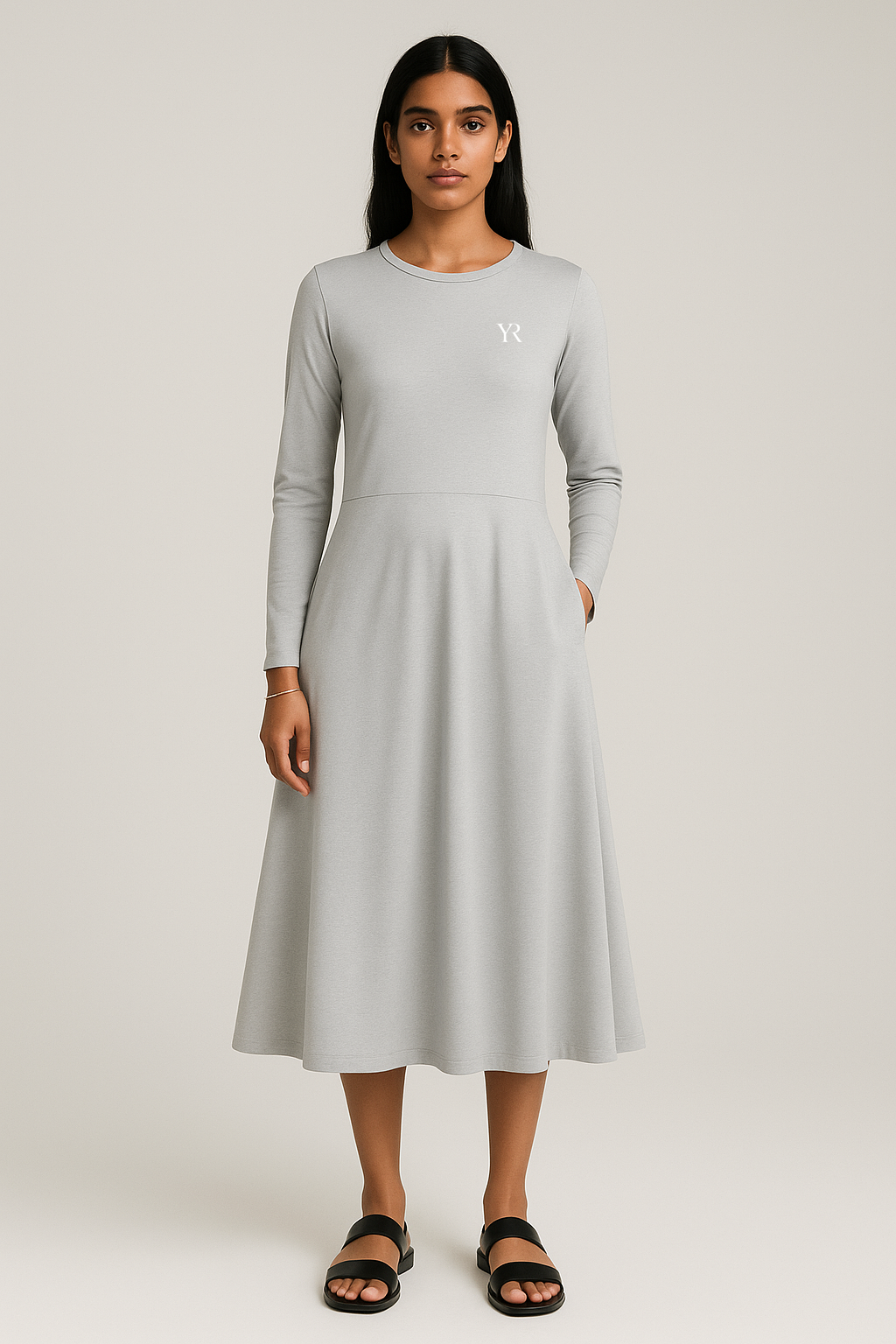 Robe manches longues — Gris perle