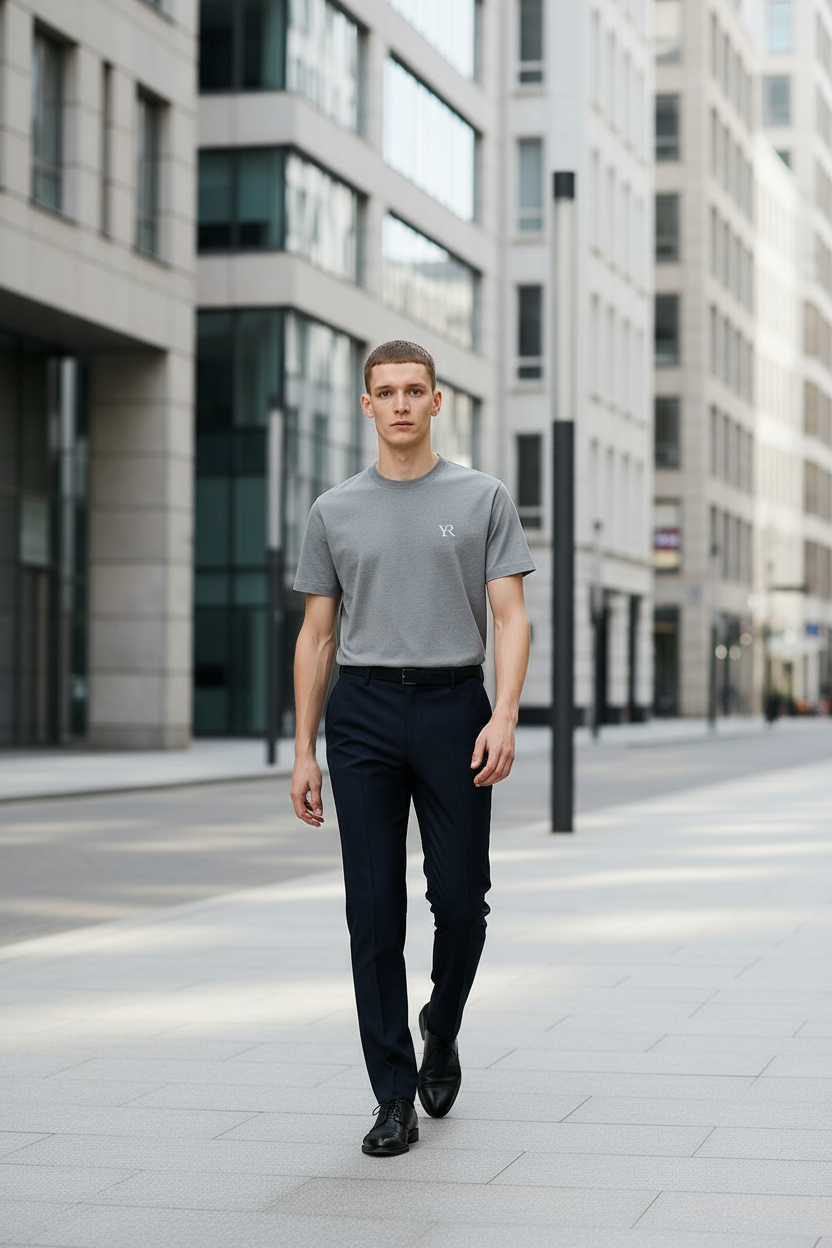 T-shirt coton bio — Coupe droite — Gris chiné