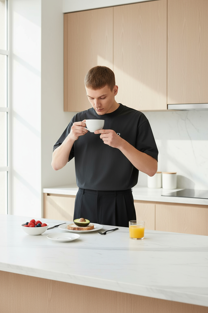 T-shirt coton cardé — Oversize — Noir délavé