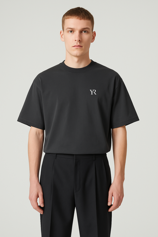 T-shirt coton cardé — Oversize — Noir délavé