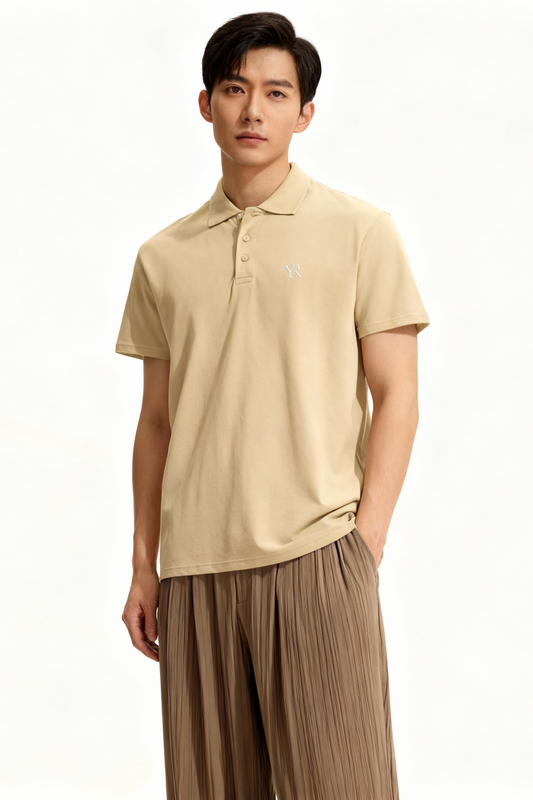 Polo coton premium — Coupe classique — Beige sable