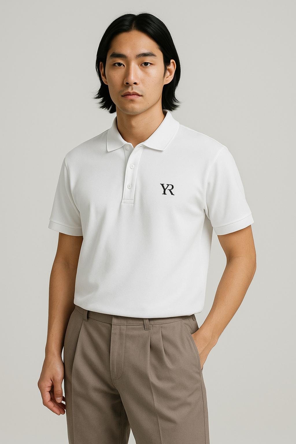 Polo coton premium — Coupe classique — Blanc neige