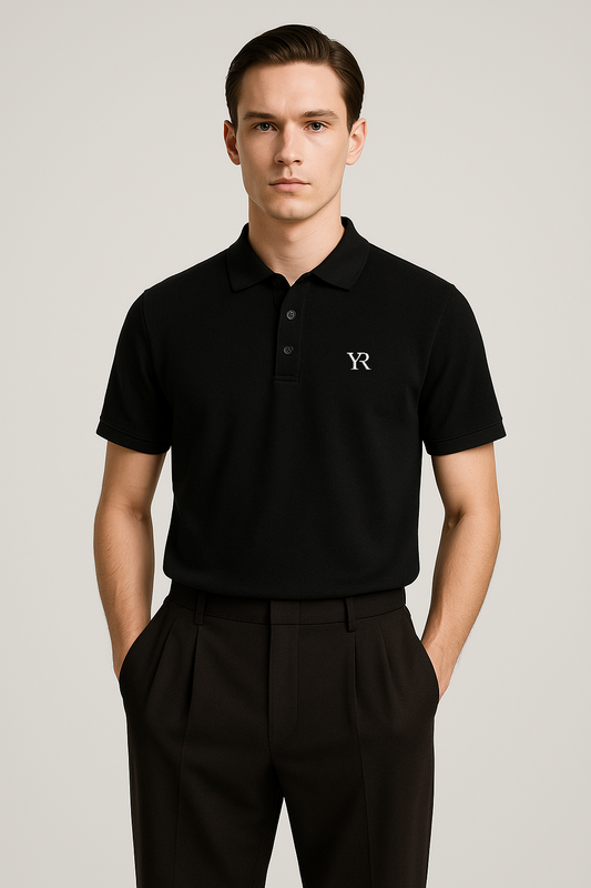 Polo coton premium — Coupe classique — Noir profond
