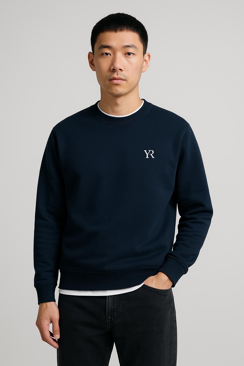 Pull coton bio — Coupe droite — Blue navy