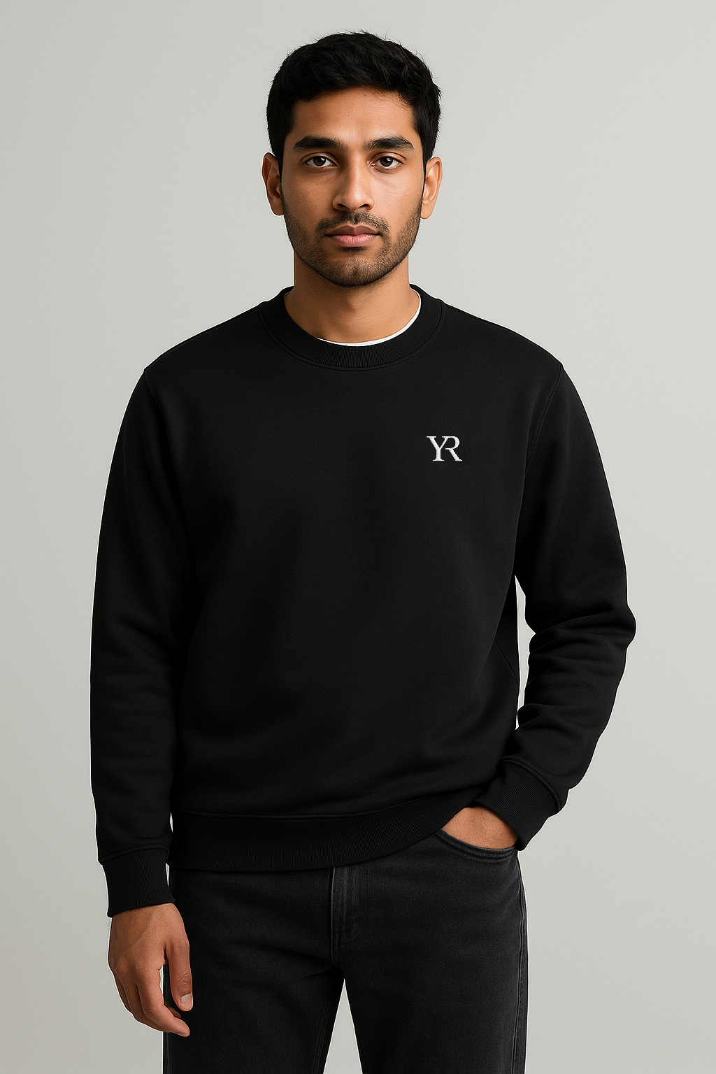 Pull coton bio — Coupe droite — Noir profond