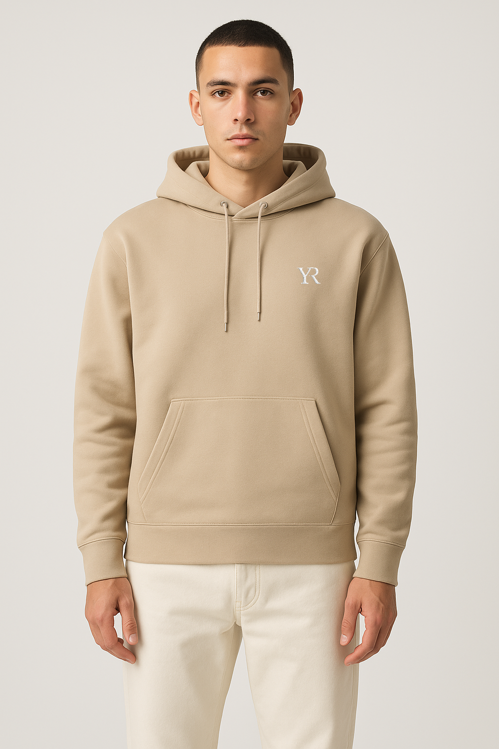 Sweat à capuche coton bio — Coupe droite — Beige sable